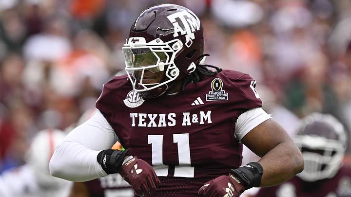 Dec 20, 2025; College Station, TX, USA; Texas A&M Aggies defensive tackle Tyler Onyedim (11) celebrates a sack during first half of the first round game of the CFP National Playoff against the Miami Hurricanes at Kyle Field. Dec 20, 2025; College Station, TX, USA; Texas A&M Aggies defensive tackle Tyler Onyedim (11) celebrates a sack during first half of the first round game of the CFP National Playoff against the Miami Hurricanes at Kyle Field.