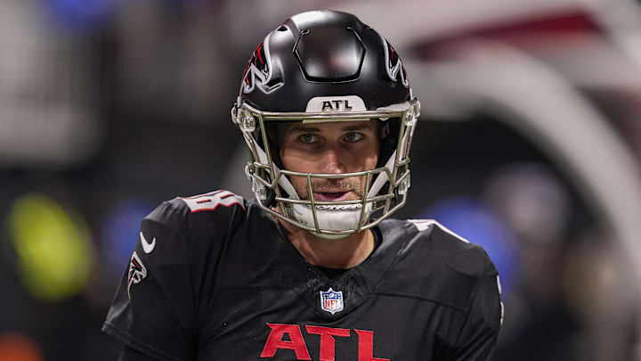 Jan 4, 2026; Atlanta, Georgia, USA; Atlanta Falcons quarterback Kirk Cousins (18) on the field before the game against the New Orleans Saints at Mercedes-Benz Stadium. Mandatory Credit: Dale Zanine-Imagn Images