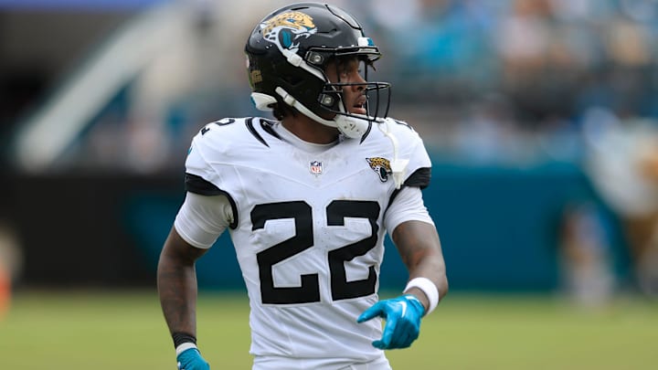 Jacksonville Jaguars cornerback Jarrian Jones (22) looks on during the third quarter of an NFL football matchup Sunday, Sept. 15, 2024 at EverBank Stadium in Jacksonville, Fla. The Browns defeated the Jaguars 18-13. [Corey Perrine/Florida Times-Union]