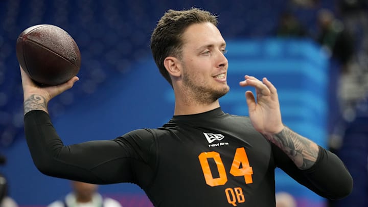 Some fans at the NFL Scouting Combine let this quarterback know he was still in enemy territory.