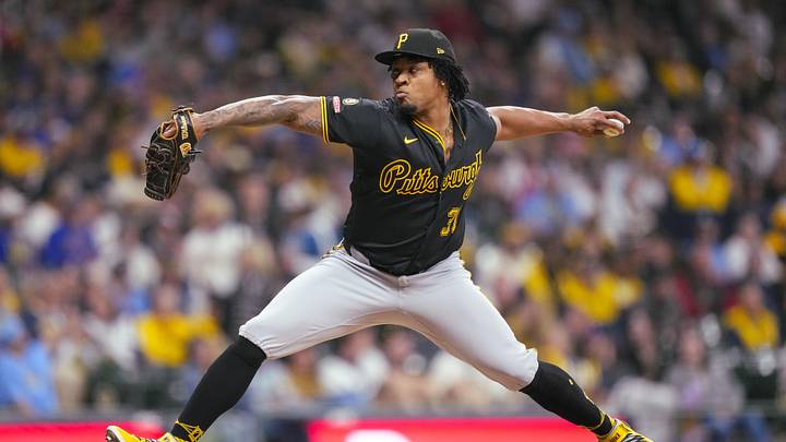 Apr 25, 2026; Milwaukee, Wisconsin, USA;  Pittsburgh Pirates pitcher Gregory Soto (31) throws a pitch during the ninth inning against the Milwaukee Brewers at American Family Field. Mandatory Credit: Jeff Hanisch-Imagn Images