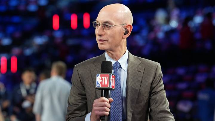 NBA commissioner Adam Silver talks to media before the 2026 NBA All-Star Game at Intuit Dome. 