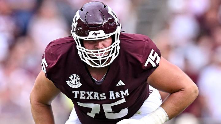 Sep 5, 2026; College Station, Texas, USA; Texas A&M Aggies offensive lineman Wilkin Formby (75) lines up during the first quarter against the Missouri State Bears at Kyle Field. Mandatory Credit: Maria Lysaker-Imagn Images Sep 5, 2026; College Station, Texas, USA; Texas A&M Aggies offensive lineman Wilkin Formby (75) lines up during the first quarter against the Missouri State Bears at Kyle Field. Mandatory Credit: Maria Lysaker-Imagn Images