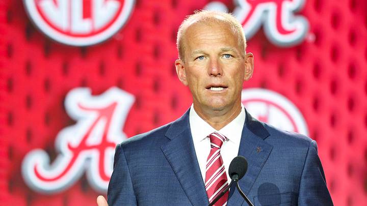 Jul 22, 2026; Tampa, FL, USA; Alabama Crimson Tide head coach Kalen Deboer speaks to the press during SEC Football Kickoff Media Day at the Tampa Marriott. Mandatory Credit: Nathan Ray Seebeck-Imagn Images