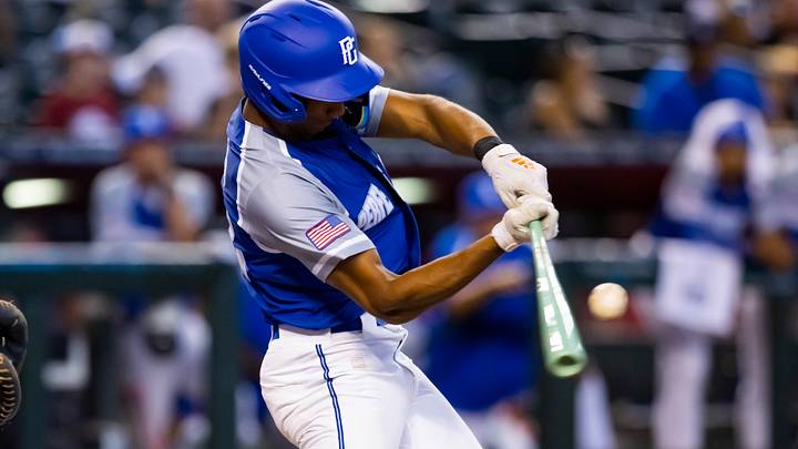 Aug 28, 2022; Phoenix, Arizona, US; East infielder Arjun Nimmala (22) during the Perfect Game All-American Classic high school baseball game at Chase Field. Mandatory Credit: Mark J. Rebilas-USA TODAY Sports Aug 28, 2022; Phoenix, Arizona, US; East infielder Arjun Nimmala (22) during the Perfect Game All-American Classic high school baseball game at Chase Field. Mandatory Credit: Mark J. Rebilas-USA TODAY Sports