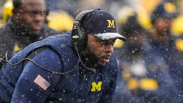 Michigan head coach Sherrone Moore watches a play against Ohio State during the second half at Michigan Stadium in Ann Arbor on Saturday, Nov. 29, 2025. Michigan head coach Sherrone Moore watches a play against Ohio State during the second half at Michigan Stadium in Ann Arbor on Saturday, Nov. 29, 2025.