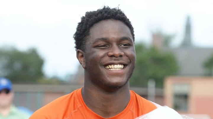 Thayer linemen Samuel  Okunlola (Brockton), during a game versus St. Mark's on Saturday, Sept. 25, 2021.