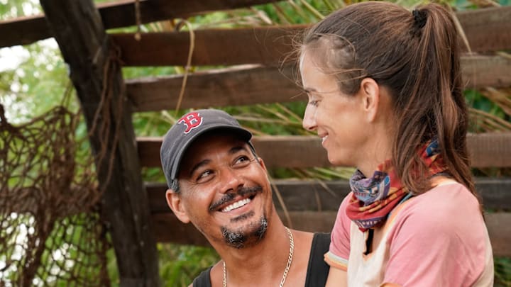 "War is Not Pretty" - "Boston" Rob Marian and Amber Mariano on the Ninth episode of SURVIVOR: WINNERS AT WAR, airing Wednesday, April 8 (8:00-9:01 PM, ET/PT) on the CBS Television Network. Photo: Robert Voets/CBS Entertainment ©2020 CBS Broadcasting, Inc. All Rights Reserved