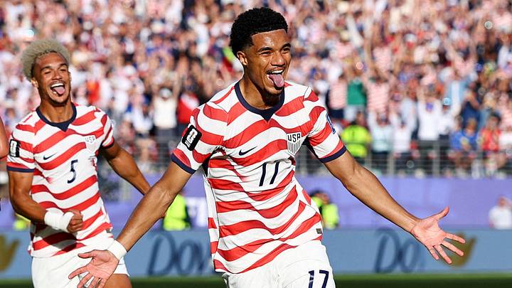 Soccer Football - FIFA World Cup 2026 - Round of 32 - United States v Bosnia and Herzegovina - San Francisco Bay Area Stadium, Santa Clara, California, U.S. - July 1, 2026 Malik Tillman of the U.S. celebrates scoring their second goal  REUTERS/Carlos Barria     TPX IMAGES OF THE DAY