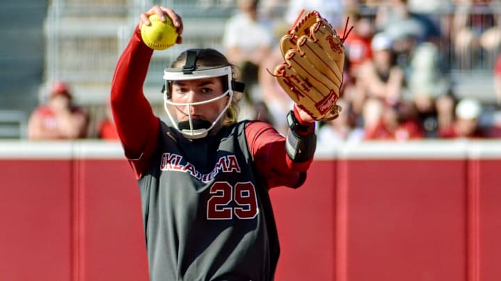 Oklahoma pitcher Sydney Berzon throws against Sam Houston.