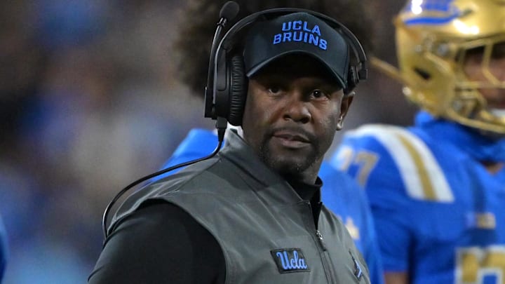 Nov 22, 2025; Pasadena, California, USA; UCLA Bruins interim head coach Tim Skipper looks on during the first half against the Washington Huskies at the Rose Bowl. Mandatory Credit: Jayne Kamin-Oncea-Imagn Images Nov 22, 2025; Pasadena, California, USA; UCLA Bruins interim head coach Tim Skipper looks on during the first half against the Washington Huskies at the Rose Bowl. Mandatory Credit: Jayne Kamin-Oncea-Imagn Images