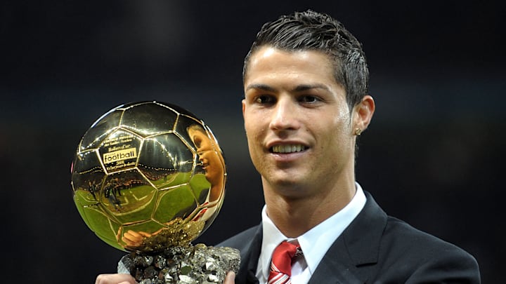 Cristiano Ronaldo with the 2008 Ballon d'Or.