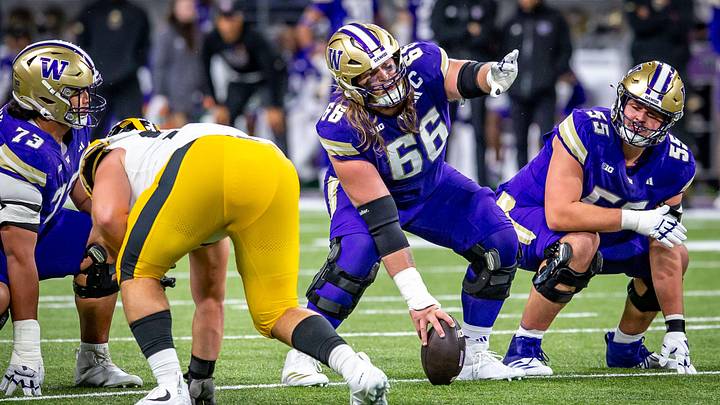 Landen Hatchett calls out an Iowa defensive move to the Huskies. Landen Hatchett calls out an Iowa defensive move to the Huskies.