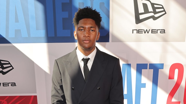 Jun 25, 2025; Brooklyn, NY, USA; Derik Queen arrives before the first round of the 2025 NBA Draft at Barclays Center. Mandatory Credit: Brad Penner-Imagn Images