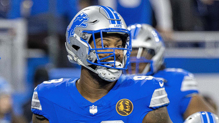 Nov 28, 2024; Detroit, Michigan, USA; Detroit Lions defensive end Za'Darius Smith (99) warms up before the game against the Chicago Bears at Ford Field. Mandatory Credit: David Reginek-Imagn Images Nov 28, 2024; Detroit, Michigan, USA; Detroit Lions defensive end Za'Darius Smith (99) warms up before the game against the Chicago Bears at Ford Field. Mandatory Credit: David Reginek-Imagn Images