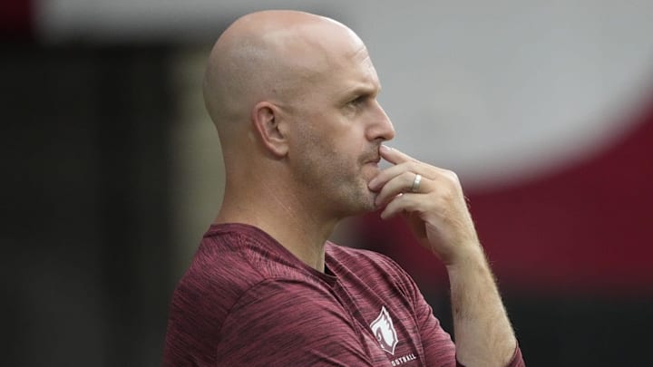 Arizona Cardinals general manager Monti Ossenfort watches training camp at State Farm Stadium in Glendale on July 28, 2025.