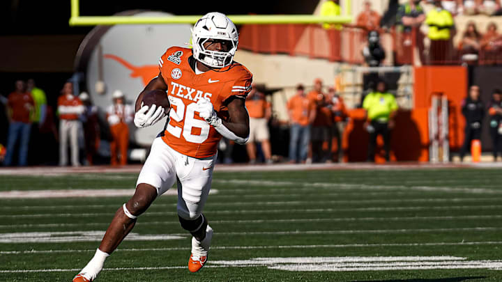 Texas Longhorns running back Quintrevion Wisner runs the ball against Clemson in the College Football Playoff. Texas Longhorns running back Quintrevion Wisner runs the ball against Clemson in the College Football Playoff.