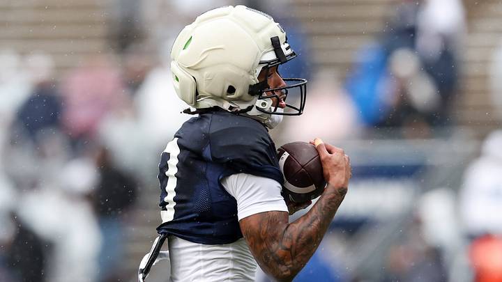 Apr 25, 2026; University Park, PA, USA; Penn State Nittany Lions wide receiver Chase Sowell (0) runs with the ball after making a catch during the Penn State Blue-White Spring game at Beaver Stadium. Mandatory Credit: Matthew O'Haren-Imagn Images Apr 25, 2026; University Park, PA, USA; Penn State Nittany Lions wide receiver Chase Sowell (0) runs with the ball after making a catch during the Penn State Blue-White Spring game at Beaver Stadium. Mandatory Credit: Matthew O'Haren-Imagn Images
