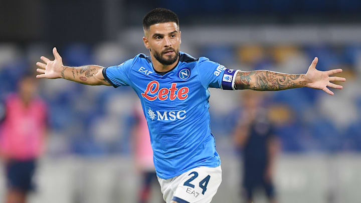 El jugador Lorenzo Insigne celebra un gol con el Napoli.