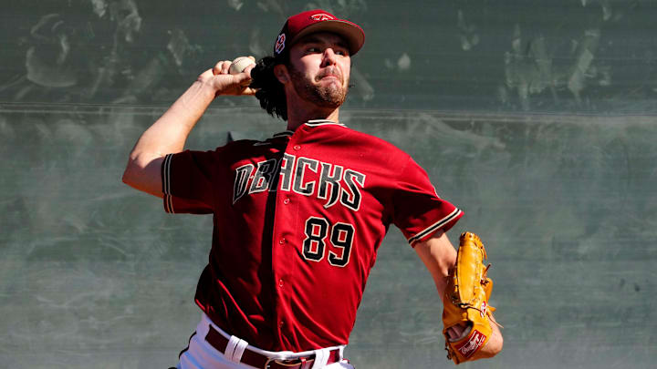 Arizona Diamondbacks pitcher Peter Solomon (89) during spring training workouts at Salt River Fields on Feb. 20, 2023, in Scottsdale, Ariz. Arizona Diamondbacks pitcher Peter Solomon (89) during spring training workouts at Salt River Fields on Feb. 20, 2023, in Scottsdale, Ariz.