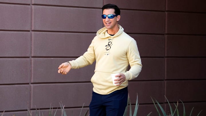 Arizona Diamondbacks general manager Mike Hazen during spring training workouts at Salt River Fields at Talking Stick near Scottsdale on Feb. 19, 2024. Arizona Diamondbacks general manager Mike Hazen during spring training workouts at Salt River Fields at Talking Stick near Scottsdale on Feb. 19, 2024.