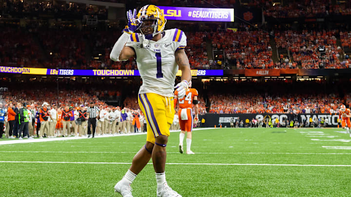Ja'Marr Chase scores a touchdown as The LSU Tigers take on The Clemson Tigers in the 2020 College Football Playoff National Championship.  Monday, Jan. 13, 2020.

Cfp Monday Half1 7992