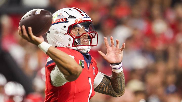 Sep 19, 2026; Tucson, Arizona, USA; Arizona Wildcats quarterback Noah Fifita (1) throws the ball during the first quarter of the game against the Northern Illinois Huskies at Casino Del Sol Stadium. Sep 19, 2026; Tucson, Arizona, USA; Arizona Wildcats quarterback Noah Fifita (1) throws the ball during the first quarter of the game against the Northern Illinois Huskies at Casino Del Sol Stadium.