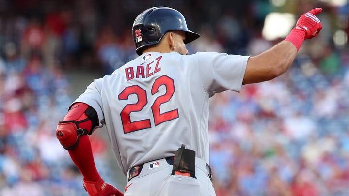 Aug 21, 2026; Philadelphia, Pennsylvania, USA; St. Louis Cardinals right fielder Joshua Baez (22) runs the bases after hitting a two RBI home run during the first inning against the Philadelphia Phillies at Citizens Bank Park. Mandatory Credit: Bill Streicher-Imagn Images