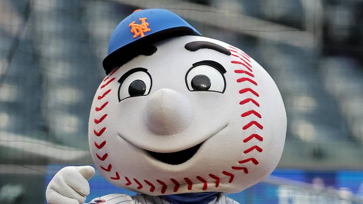 Apr 22, 2026; New York City, New York, USA; New York Mets mascot Mr. Met performs before a game against the Minnesota Twins at Citi Field. Mandatory Credit: Brad Penner-Imagn Images
