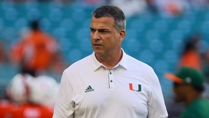 Sep 7, 2024; Miami Gardens, Florida, USA; Miami Hurricanes head coach Mario Cristobal looks on before the game against the Florida A&M Rattlers at Hard Rock Stadium. Mandatory Credit: Sam Navarro-Imagn Images