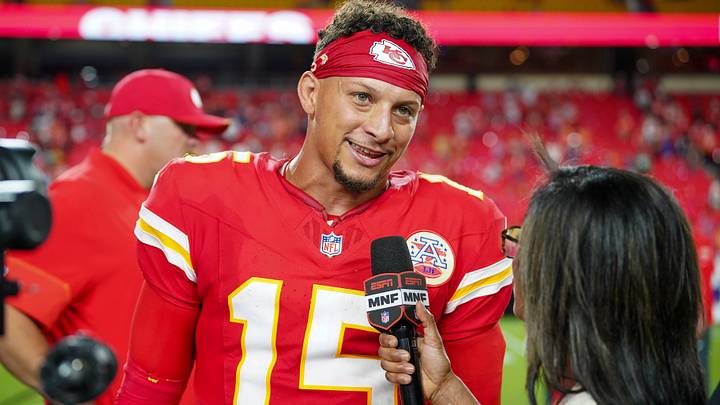 Sep 14, 2026; Kansas City, Missouri, USA; Kansas City Chiefs quarterback Patrick Mahomes (15) speaks with media after the win over the Denver Broncos at GEHA Field at Arrowhead Stadium. Mandatory Credit: Denny Medley-Imagn Images Sep 14, 2026; Kansas City, Missouri, USA; Kansas City Chiefs quarterback Patrick Mahomes (15) speaks with media after the win over the Denver Broncos at GEHA Field at Arrowhead Stadium. Mandatory Credit: Denny Medley-Imagn Images