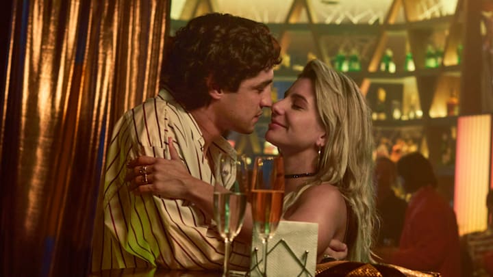 SENNA. (L to R) Gabriel Leone as Ayrton Senna, Julia Foti as Adriane Galisteu in Senna
