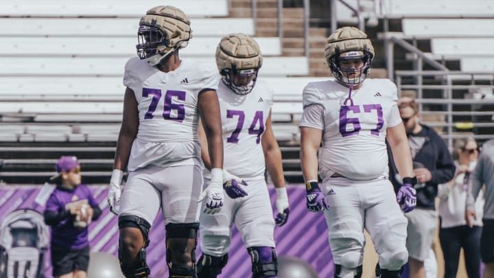 Elishah Jackett (76) still needs to put on significant weight on his 6-foot-7 frame.