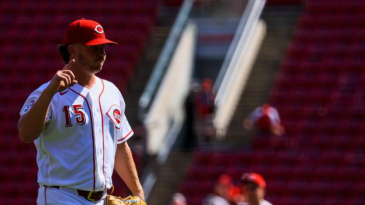 Sep 2, 2026; Cincinnati, Ohio, USA; Cincinnati Reds relief pitcher Emilio Pagan (15) reacts after the victory over the San Diego Padres at Great American Ball Park. Mandatory Credit: Katie Stratman-Imagn Images Sep 2, 2026; Cincinnati, Ohio, USA; Cincinnati Reds relief pitcher Emilio Pagan (15) reacts after the victory over the San Diego Padres at Great American Ball Park. Mandatory Credit: Katie Stratman-Imagn Images