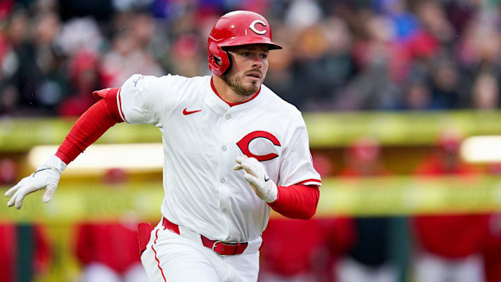 Cincinnati Reds outfielder Gavin Lux (2) runs to first base