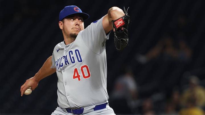 Brad Keller of Chicago Cubs throws pitch from right hand