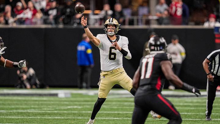 Jan 4, 2026; Atlanta, Georgia, USA; New Orleans Saints quarterback Tyler Shough (6) throws a pass during the game against the Atlanta Falcons during the second half at Mercedes-Benz Stadium. Mandatory Credit: Dale Zanine-Imagn Images Jan 4, 2026; Atlanta, Georgia, USA; New Orleans Saints quarterback Tyler Shough (6) throws a pass during the game against the Atlanta Falcons during the second half at Mercedes-Benz Stadium. Mandatory Credit: Dale Zanine-Imagn Images
