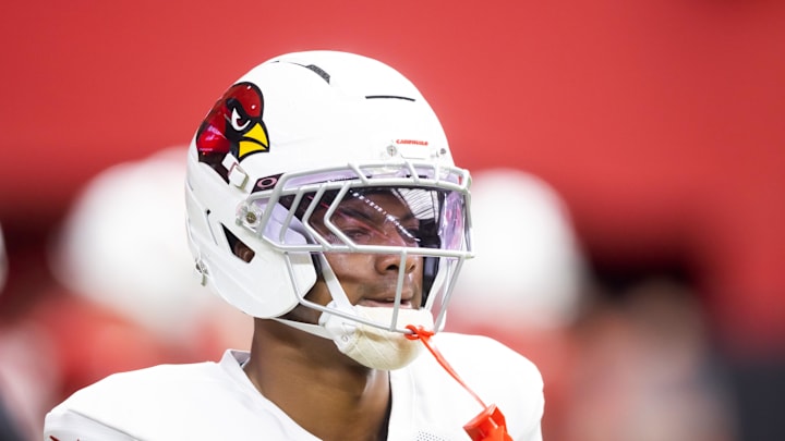 Jul 29, 2025; Glendale, AZ, USA; Arizona Cardinals cornerback Will Johnson (0) during training camp at State Farm Stadium. Mandatory Credit: Mark J. Rebilas-Imagn Images