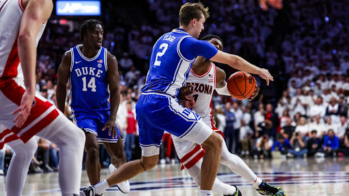 Arizona guard Caleb Love (1) was held to eight points in the Wildcats' loss to Duke back in November.