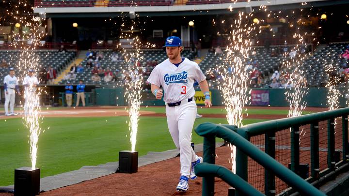 Oklahoma City's James Tibbs III is introduced before a minor league baseball game between the Oklahoma City Comets and the Albuquerque Isotopes at Chickasaw Bricktown Ballpark in Oklahoma City, Friday, March 27, 2026. Oklahoma City's James Tibbs III is introduced before a minor league baseball game between the Oklahoma City Comets and the Albuquerque Isotopes at Chickasaw Bricktown Ballpark in Oklahoma City, Friday, March 27, 2026.