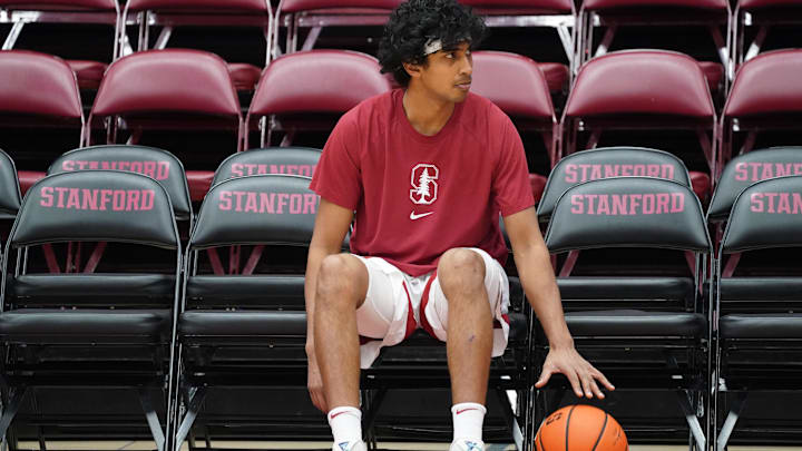 Dec 7, 2025; Stanford, California, USA; Stanford Cardinal guard Ryan Agarwal (11) watches warmups before the game against the UNLV Runnin' Rebels at Maples Pavilion. Mandatory Credit: David Gonzales-Imagn Images Dec 7, 2025; Stanford, California, USA; Stanford Cardinal guard Ryan Agarwal (11) watches warmups before the game against the UNLV Runnin' Rebels at Maples Pavilion. Mandatory Credit: David Gonzales-Imagn Images