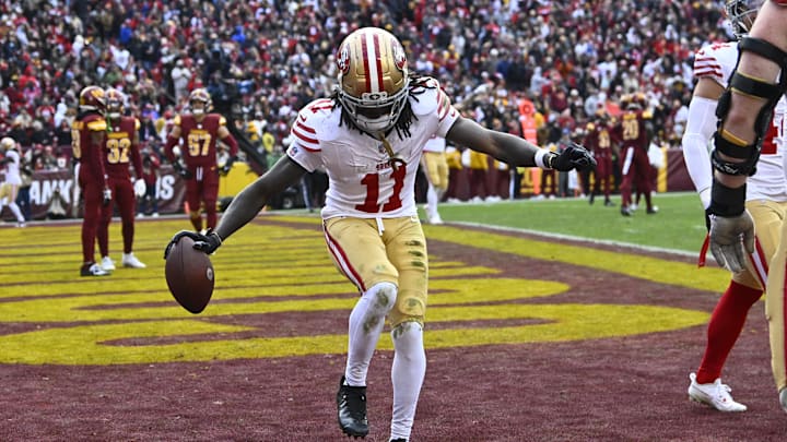 Dec 31, 2023; Landover, Maryland, USA; San Francisco 49ers wide receiver Brandon Aiyuk (11)