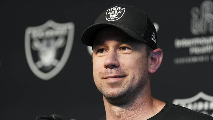 Las Vegas Raiders head coach Klint Kubiak speaks during a news conference during organized team activities. Las Vegas Raiders head coach Klint Kubiak speaks during a news conference during organized team activities.