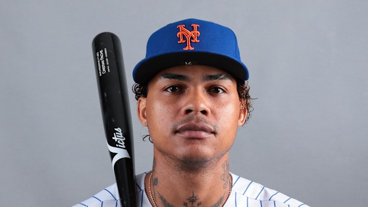 Feb 19, 2026; Port St. Lucie, FL, USA; New York Mets outfielder Cristian Pache (71) poses for a photo during media day at Clover Park. Mandatory Credit: Sam Navarro-Imagn Images Feb 19, 2026; Port St. Lucie, FL, USA; New York Mets outfielder Cristian Pache (71) poses for a photo during media day at Clover Park. Mandatory Credit: Sam Navarro-Imagn Images