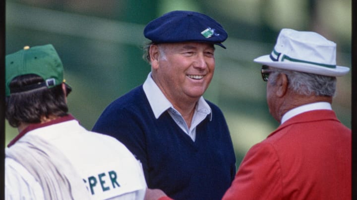 04/10/1985; Augusta, Georgia, USA; Billy Casper talks with official at the Augusta National Golf Course during the 1985 Masters. 04/10/1985; Augusta, Georgia, USA; Billy Casper talks with official at the Augusta National Golf Course during the 1985 Masters.