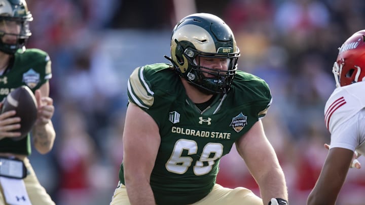Colorado State Rams offensive lineman Drew Moss (68)