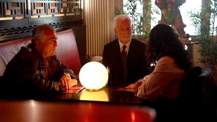 THE RAINMAKER -- Episode 108 -- Pictured: (l-r) Vincenzo Nicoli as J. Lyman Stone, John Slattery as Leo Drummond -- (Photo by: Chistopher Barr/USA Network)