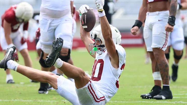 8/13/26 MFB Fall Camp practice 8 Scrimmage 1 Alabama Wide Receiver Derek Meadows (30) Photo by Kent Gidley 8/13/26 MFB Fall Camp practice 8 Scrimmage 1 Alabama Wide Receiver Derek Meadows (30) Photo by Kent Gidley