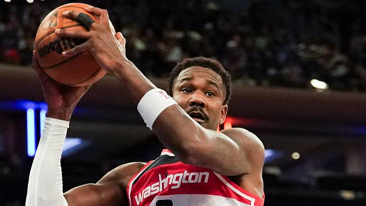 Oct 8, 2026; New York, New York, USA; Washington Wizards center Deandre Ayton (8) rebounds the basketball during the second quarter against the New York Knicks at Madison Square Garden. Mandatory Credit: Alexander Wohl-Imagn Images Oct 8, 2026; New York, New York, USA; Washington Wizards center Deandre Ayton (8) rebounds the basketball during the second quarter against the New York Knicks at Madison Square Garden. Mandatory Credit: Alexander Wohl-Imagn Images