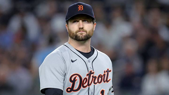 Detroit Tigers starting pitcher Casey Mize (12) reacts as he walks off the field.